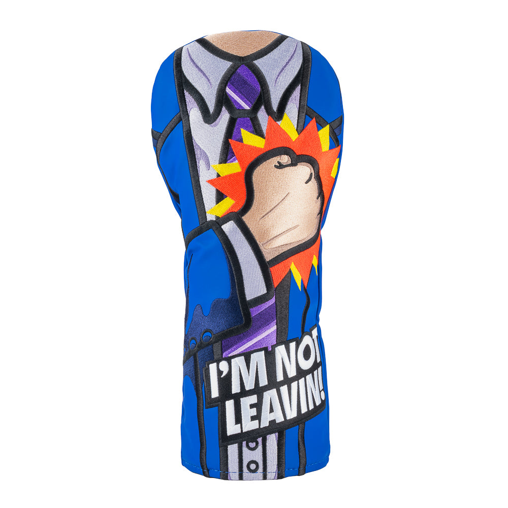 Rewind Golf x Wolf of Wall Street official blue suit I'm Not Leavin golf driver headcover.