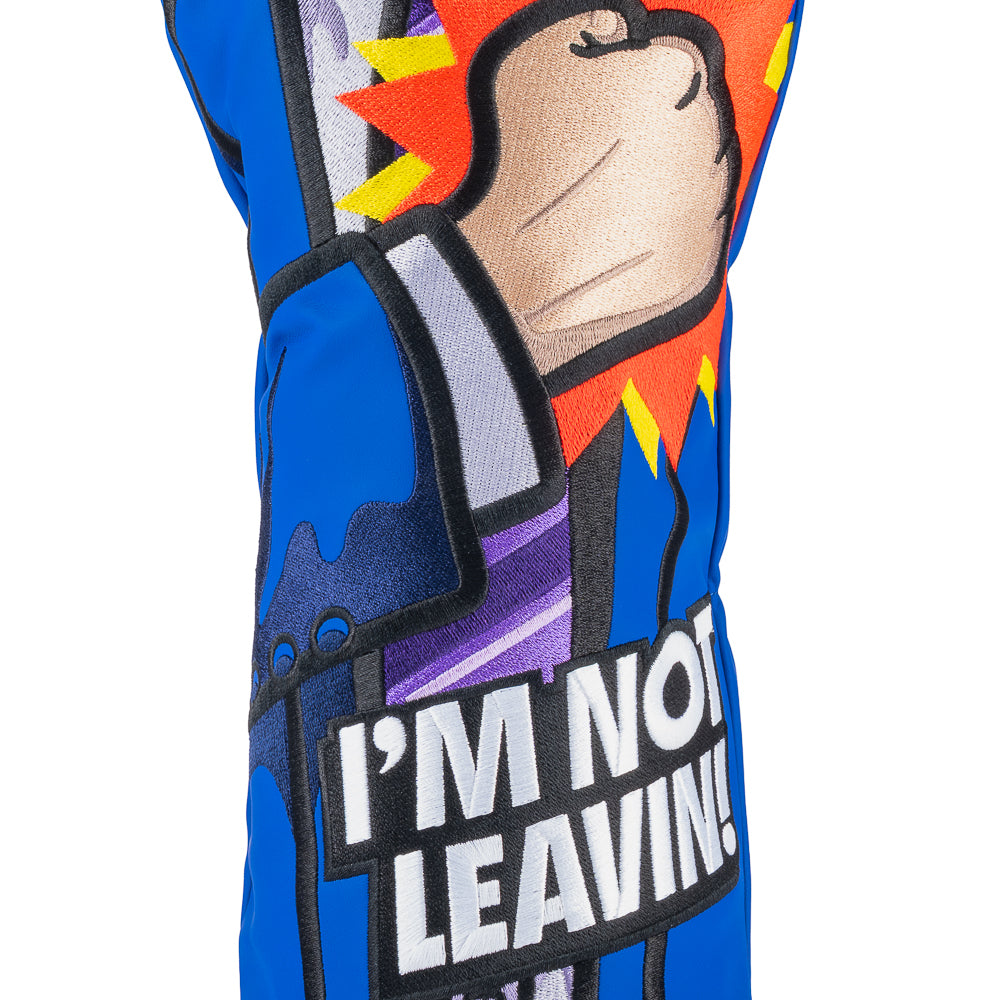 Rewind Golf x Wolf of Wall Street official blue suit I'm Not Leavin golf driver headcover.