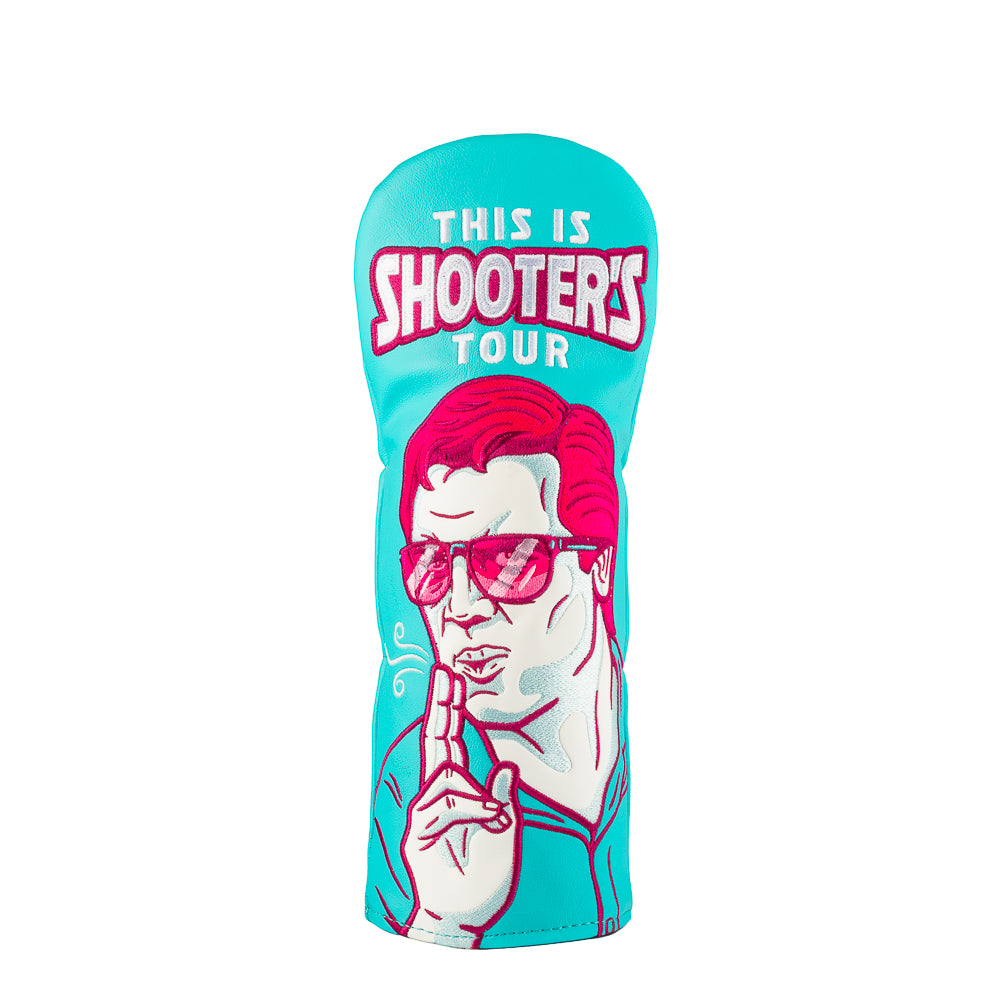 Happy Gilmore Shooter's Tour turquoise and neon pink officially licensed movie themed golf fairway wood headcover.