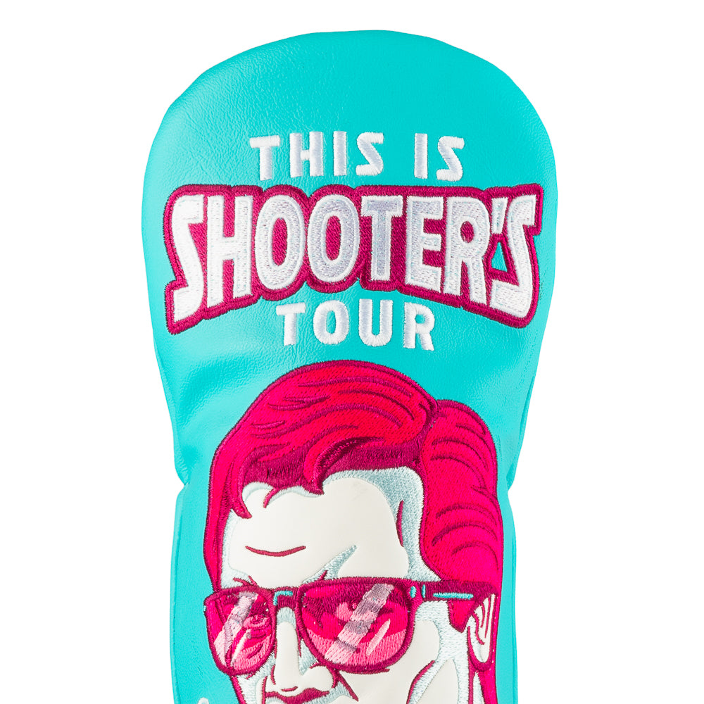 Happy Gilmore Shooter's Tour turquoise and neon pink officially licensed movie themed golf fairway wood headcover.
