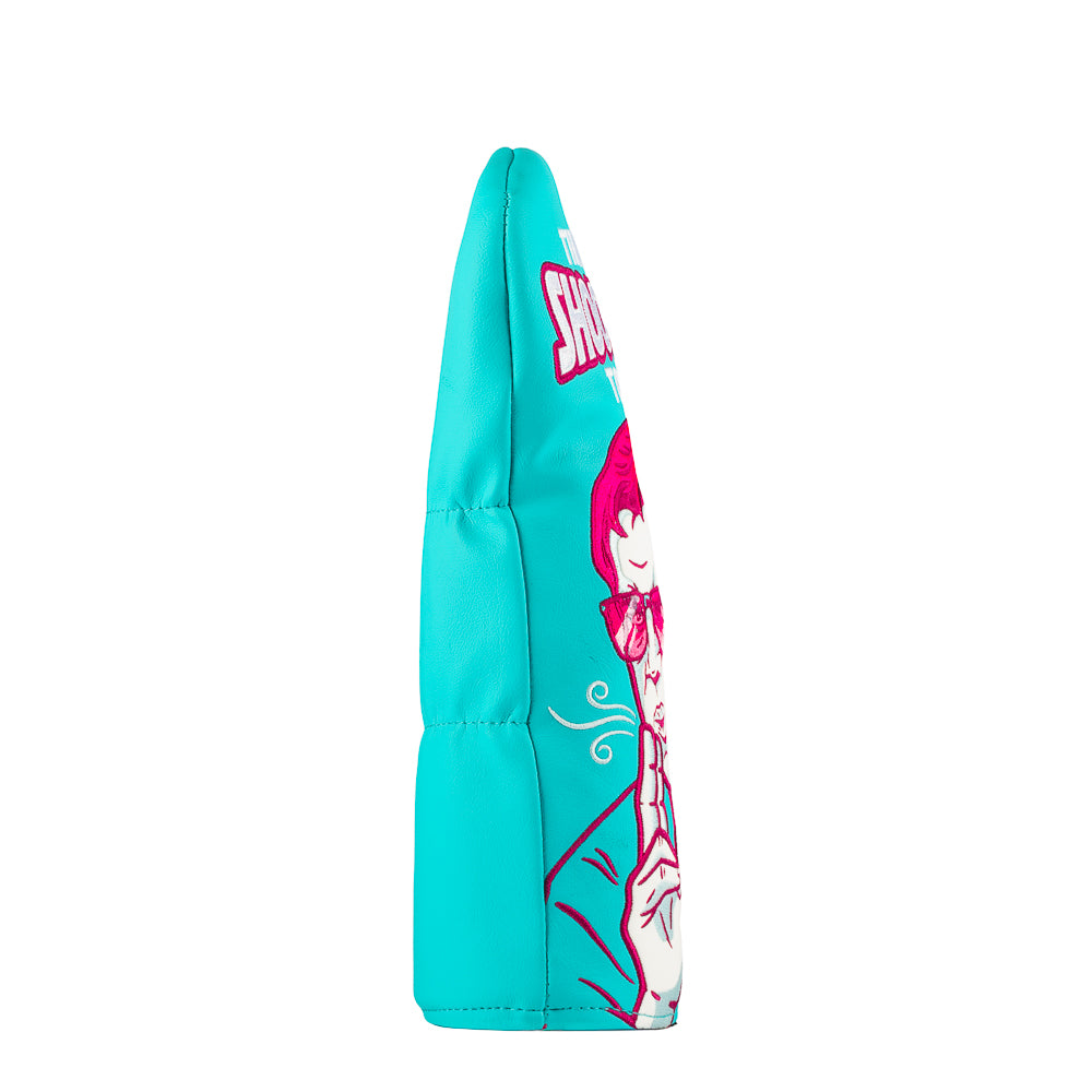 Happy Gilmore Shooter's Tour turquoise and neon pink officially licensed movie themed golf fairway wood headcover.
