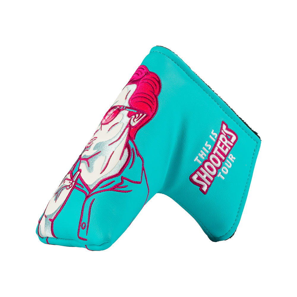Happy Gilmore Shooter's Tour aqua and pink officially licensed Rewind golf blade putter headcover.