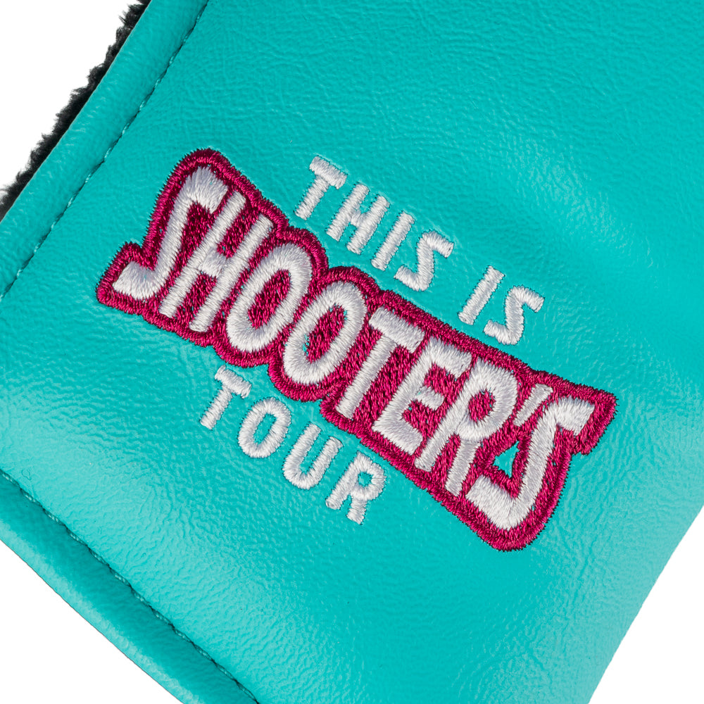 Happy Gilmore Shooter's Tour aqua and pink officially licensed Rewind golf blade putter headcover.