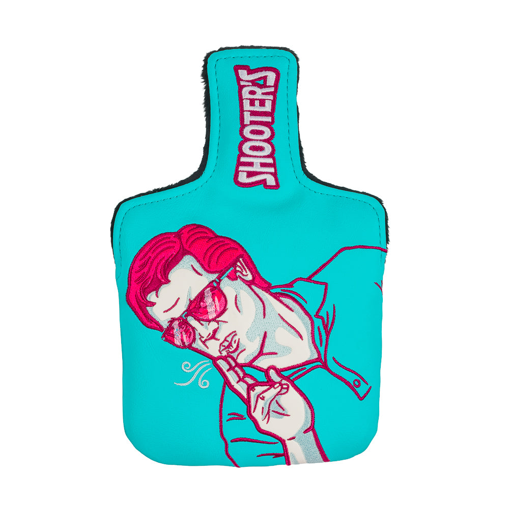Rewind Golf x Happy Gilmore Shooter's Tour aqua and pink mallet golf headcover.