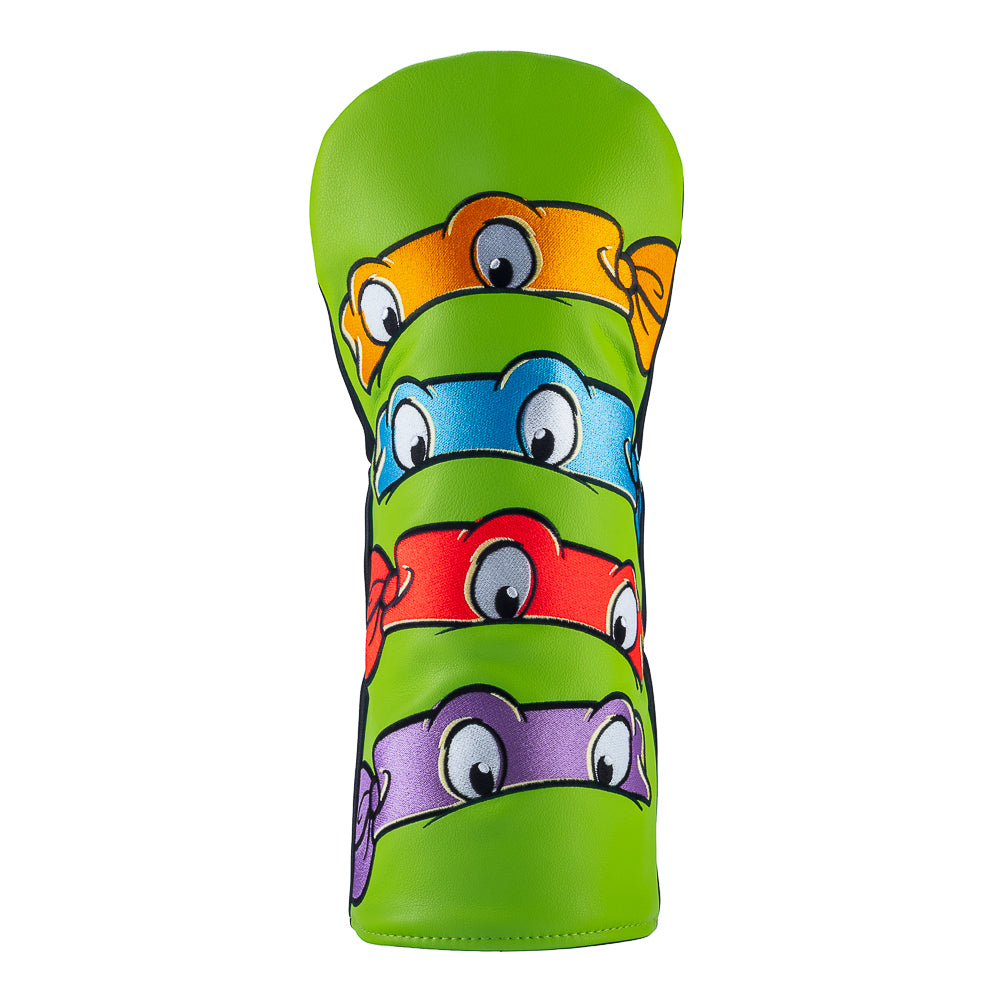 Rewind Golf x TMNT stacked ninja turtles peepers officially licensed green and black driver golf headcover.