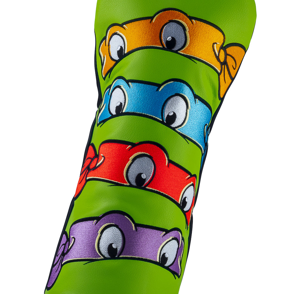 Rewind Golf x TMNT stacked ninja turtles peepers officially licensed green and black driver golf headcover.