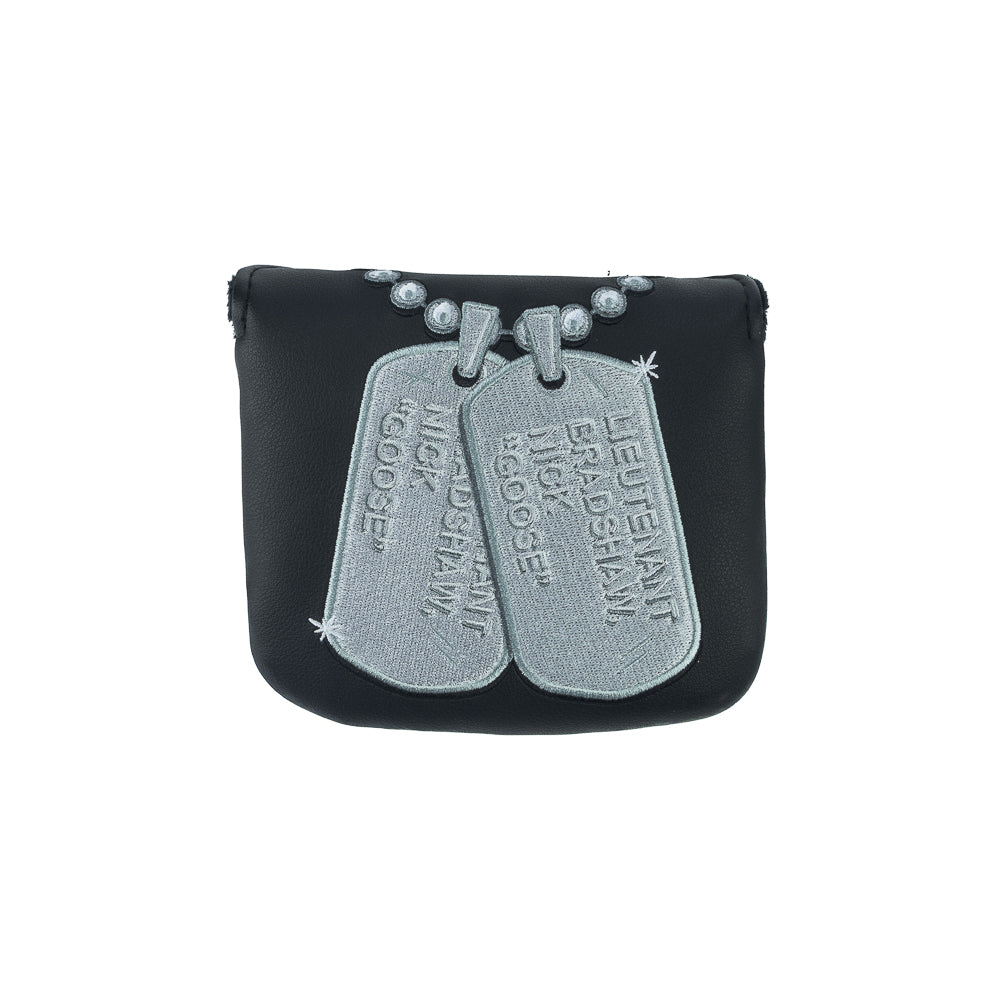 Rewind Golf x Top Gun official Talk To Me Goose Dogtags black and silver mallet putter golf headcover.