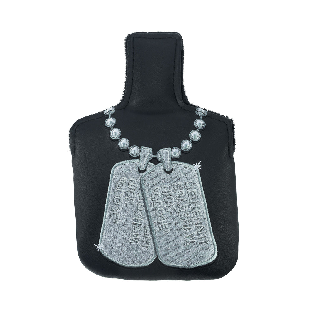 Rewind Golf x Top Gun official Talk To Me Goose Dogtags black and silver mallet putter golf headcover.