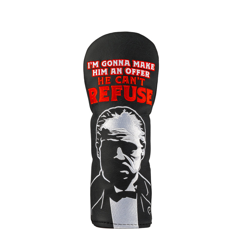 Rewind Golf x The Godfather official black and red "make him an offer he can't refuse" themed fairway wood golf headcover.
