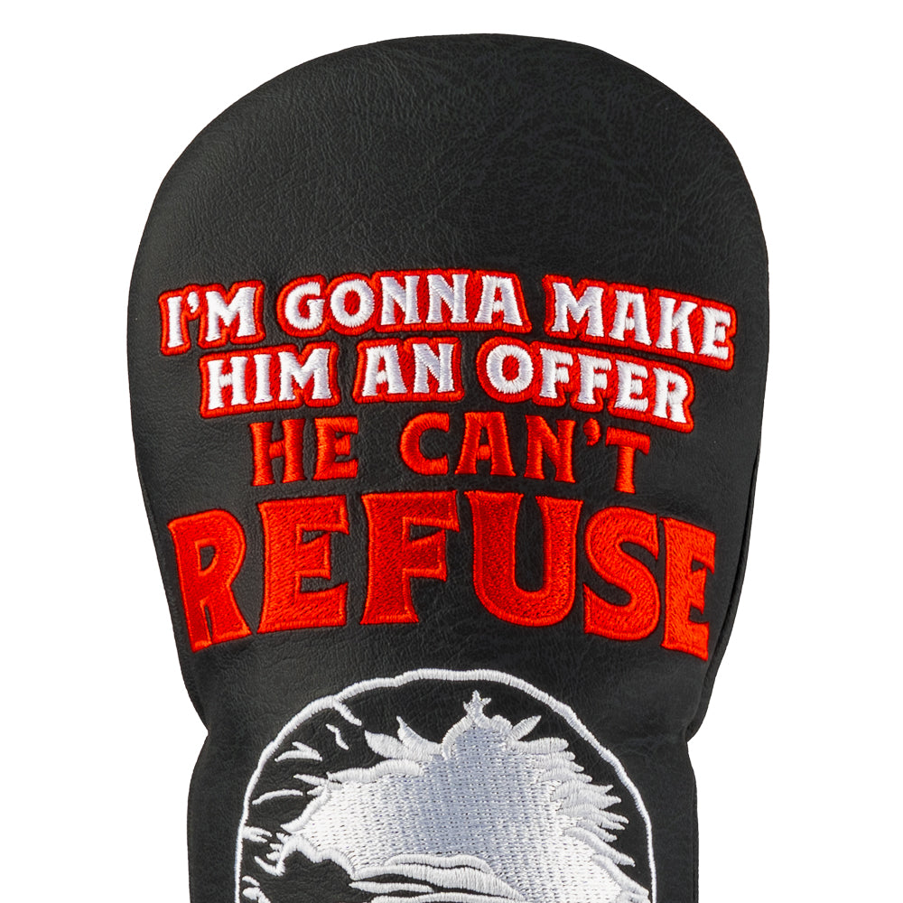 Rewind Golf x The Godfather official black and red "make him an offer he can't refuse" themed fairway wood golf headcover.