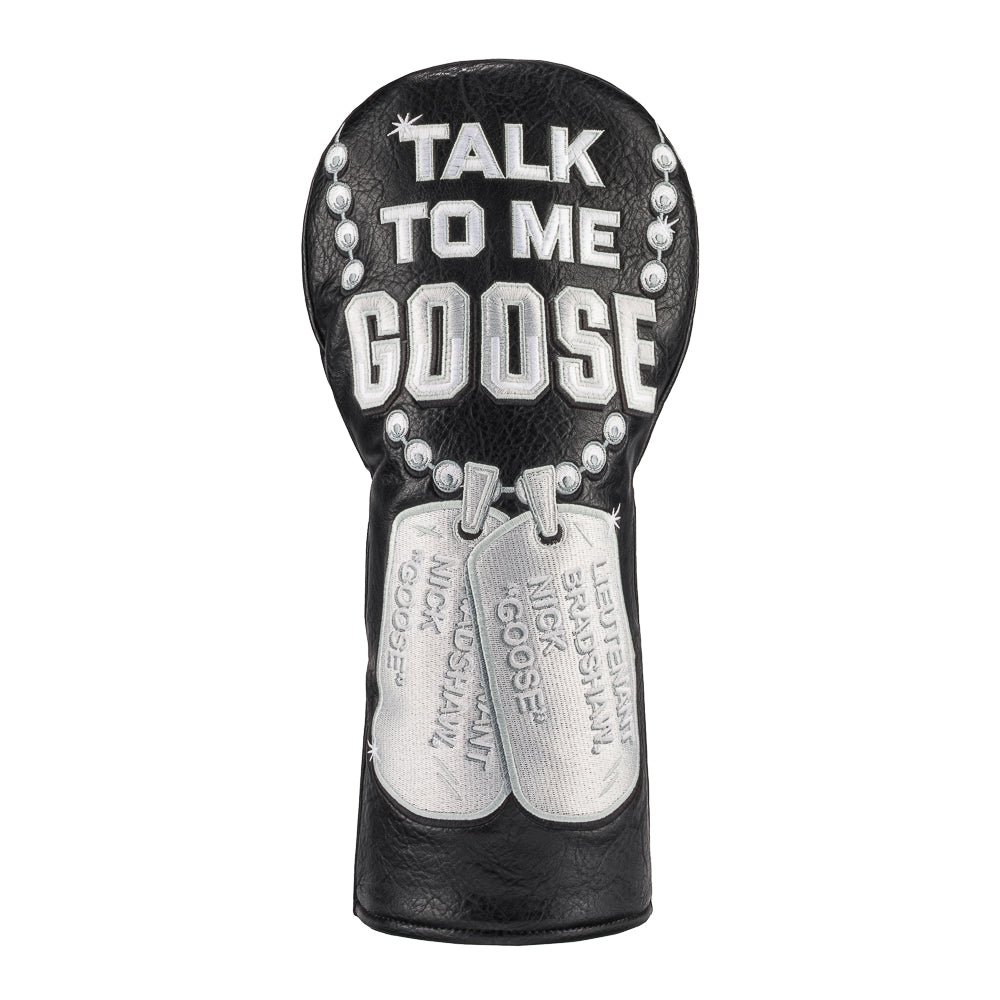 Rewind Golf x Top Gun Talk To Me Goose black driver golf headcover.