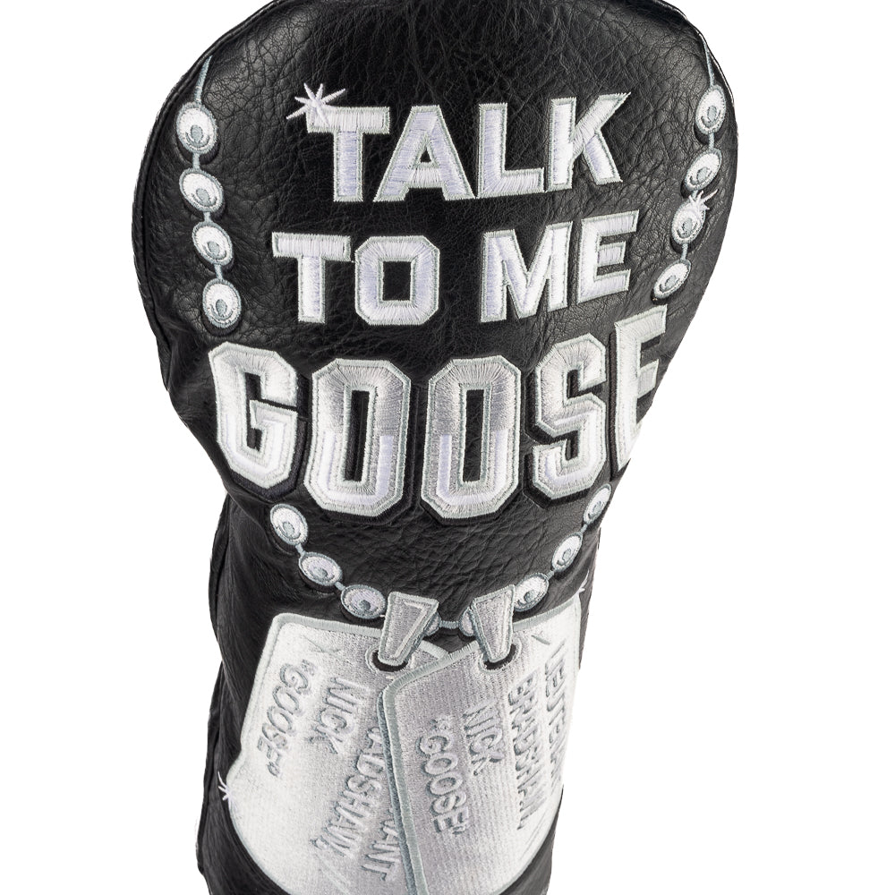 Rewind Golf x Top Gun Talk To Me Goose black driver golf headcover.