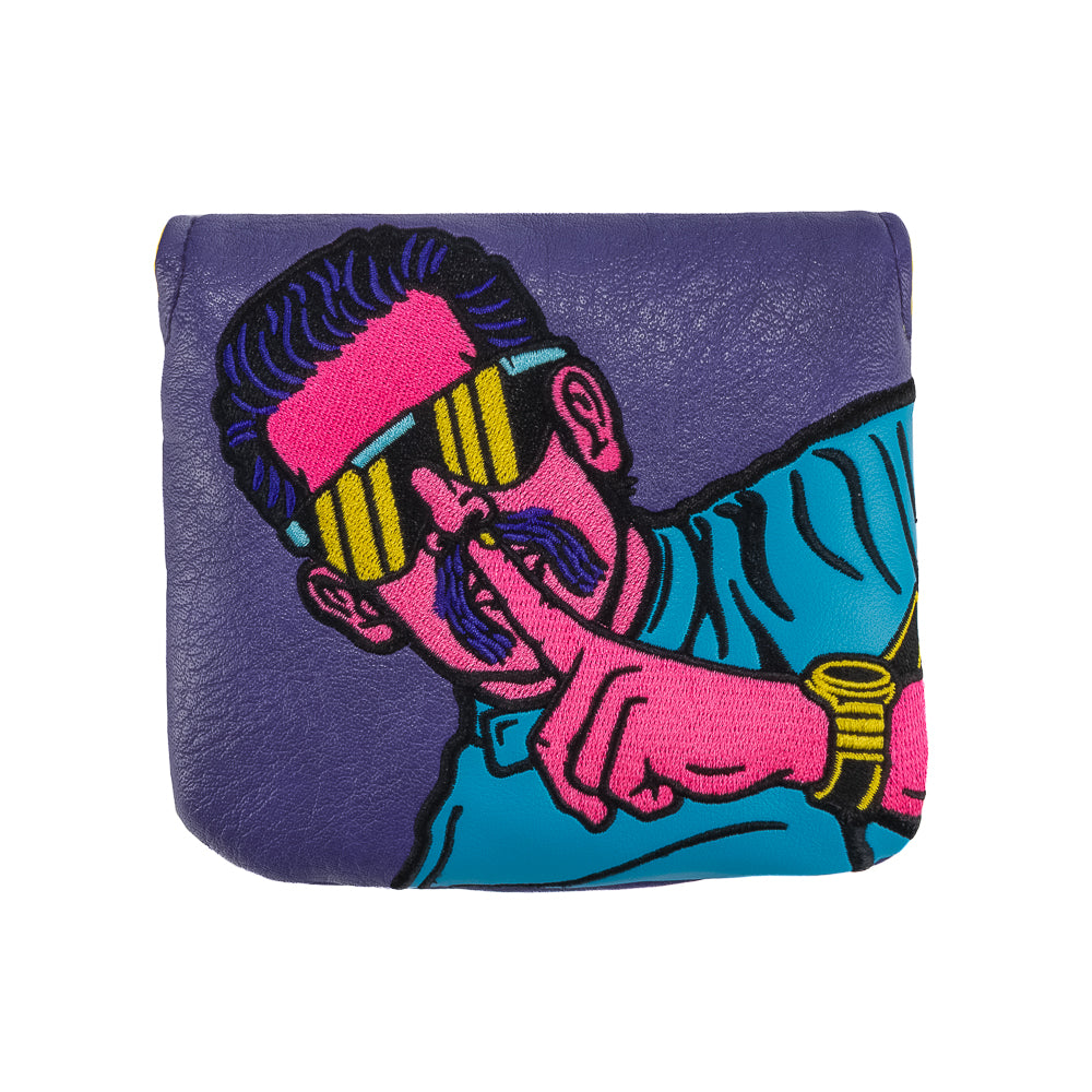 Rewind Golf x Happy Gilmore official Grandma themed purple and yellow center shaft mallet headcover.