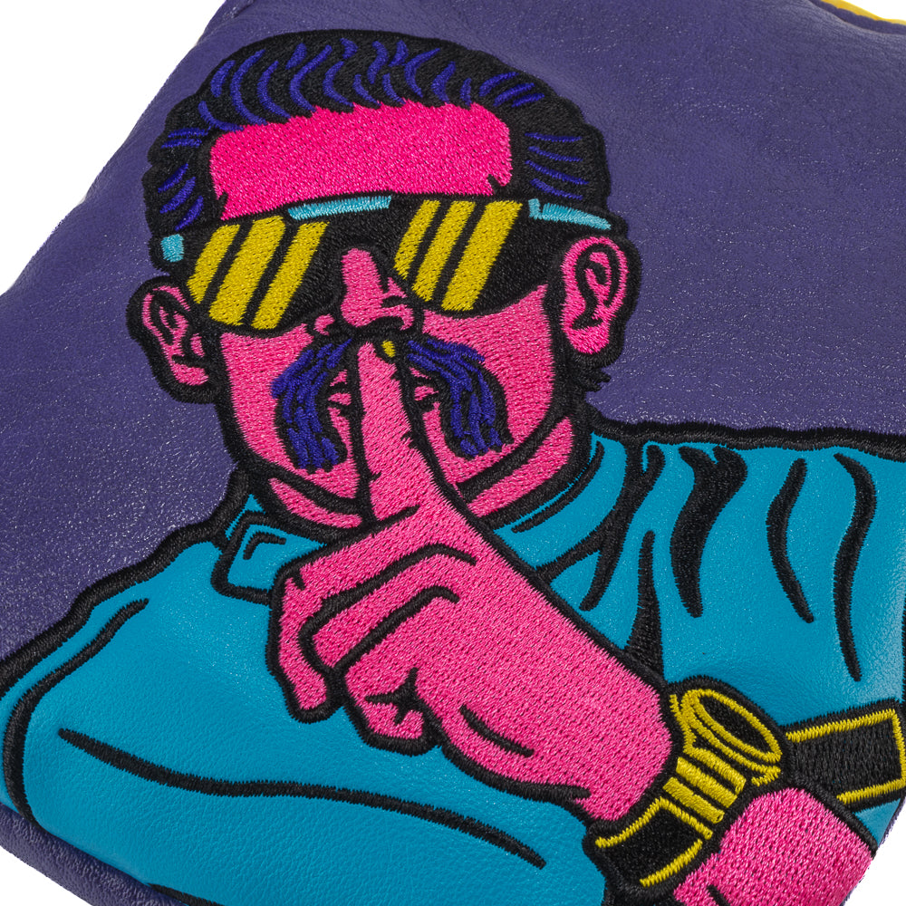 Rewind Golf x Happy Gilmore official Grandma themed purple and yellow center shaft mallet headcover.