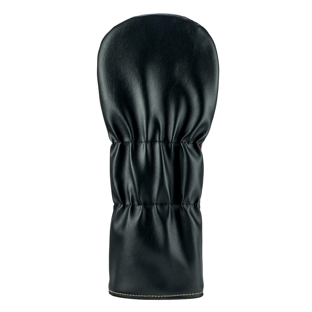 Rewind Golf x Big Lebowski official driver golf headcover with humorous design of legs bowling and text 'Eff It Let's Go Bowling' on a black background