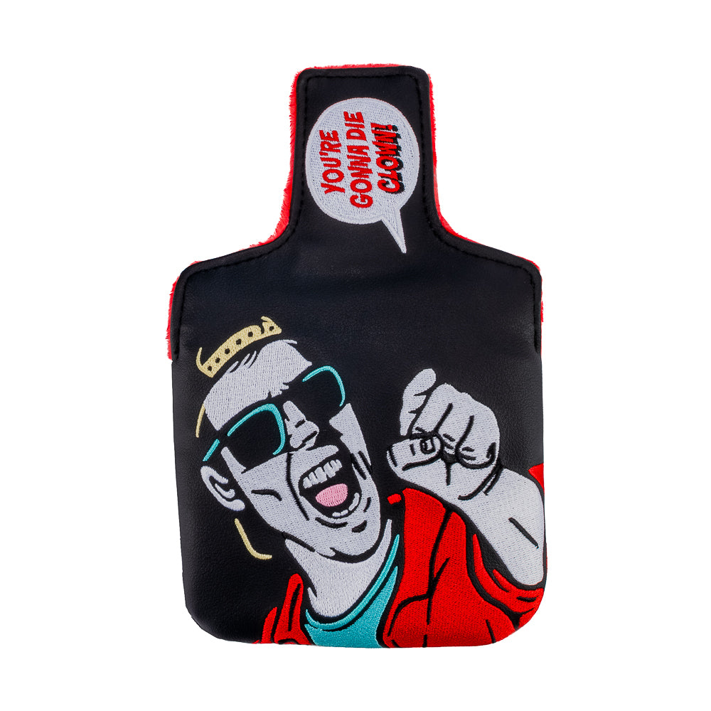 Rewind Golf x Happy Gilmore You're Gonna Die Clown black and red mallet golf headcover.