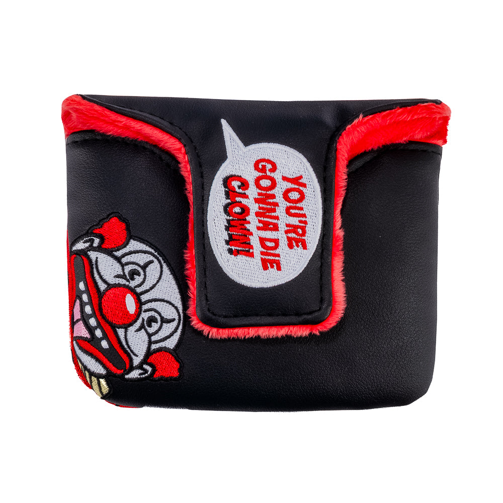 Rewind Golf x Happy Gilmore You're Gonna Die Clown black and red mallet golf headcover.