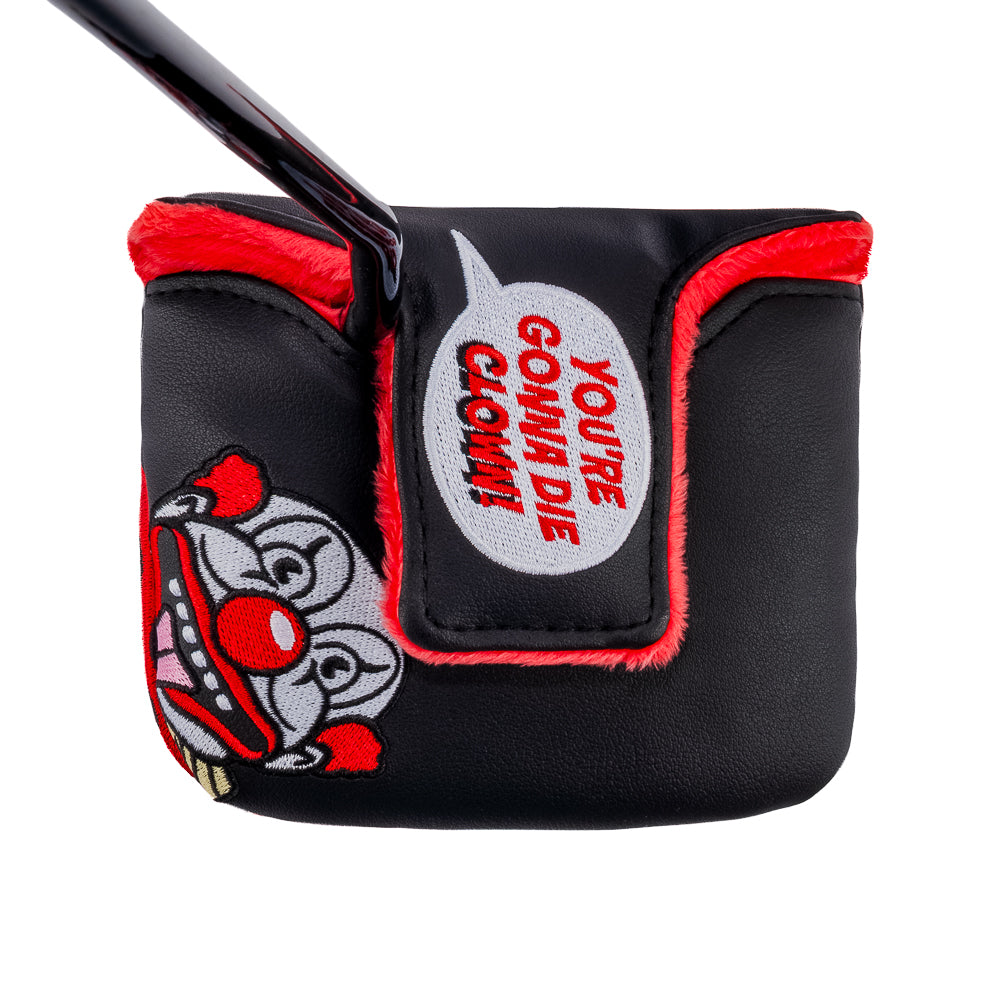 Rewind Golf x Happy Gilmore You're Gonna Die Clown black and red mallet golf headcover.