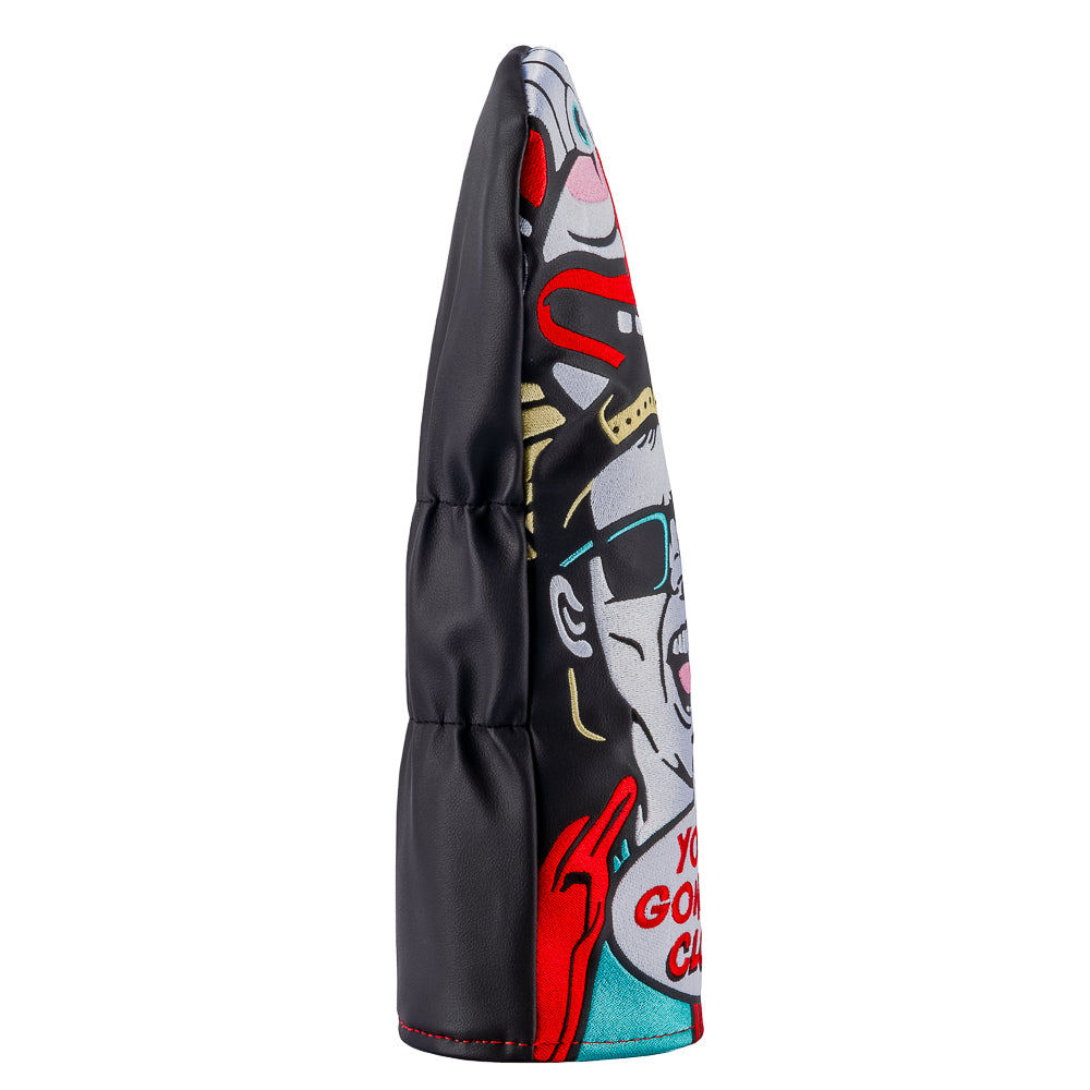 Rewind Golf x Happy Gilmore You're Gonna Die Clown officially licensed driver golf headcover featuring Happy in front of a clown graphic.
